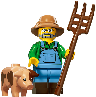 Lego Minifigur Serie 15 Bauer mit Schwein Figur 1 (71011)