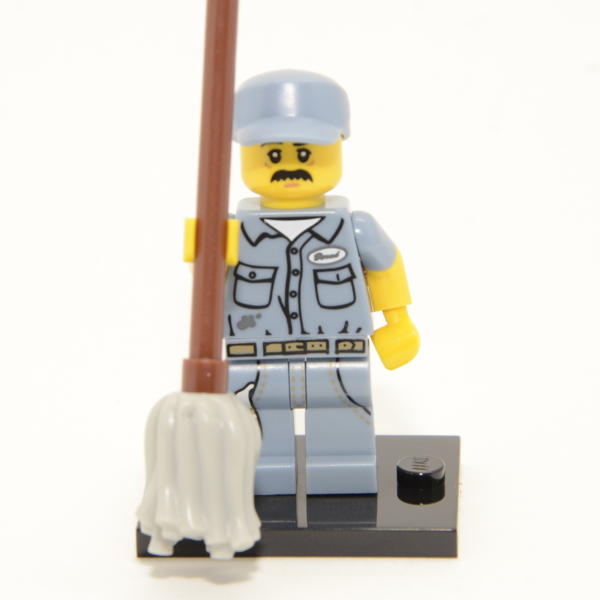 Lego Minifigur Serie 15 Hausmeister mit Besen Figur 9 (71011)
