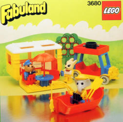 3680 LEGO Fabuland Caravan and Rowboat Camping mit Auto und Wohnwagen
