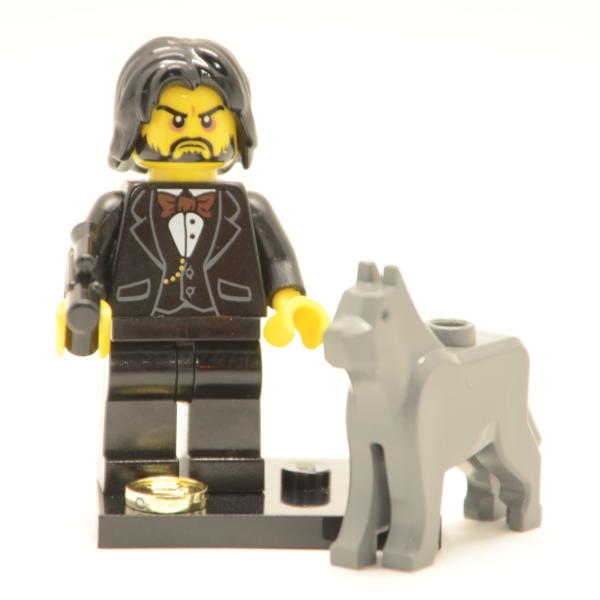 Lego Minifigur John Wick mit Hund (Custom)