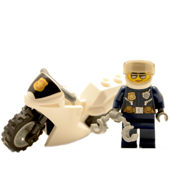 Lego Minifigur Polizistin mit Motorrad (Custom)
